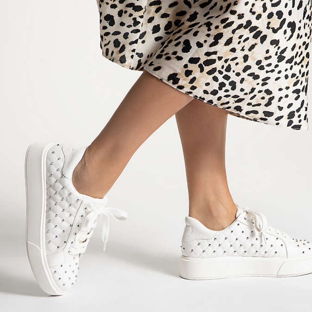 Jlo ALYONA PLATFORM
 Silver Stud Sneakers NIB